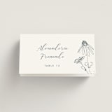 "Sketched Florals" - Place Cards in Storm by Baumbirdy - Folded with Free Guest Printing