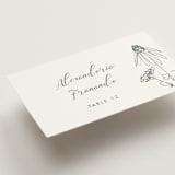 "Sketched Florals" - Place Cards in Storm by Baumbirdy - Detail