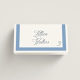 "Montauk" - Place Cards in Blue Bell by Megan Davis - Folded with Free Guest Printing