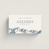 "Mountain Toile" - Place Cards in Denim by Jenna Holcomb - Front