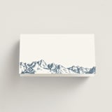 "Mountain Toile" - Place Cards in Denim by Jenna Holcomb - Blank Front