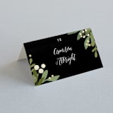 "Laurel of Greens" - Place Cards in Midnight by Jennifer Wick - Folded with Free Guest Printing
