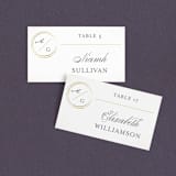 "Monogram Circle Stamp" - Place Cards in Antique White by fatfatin - Front with Free Guest Printing