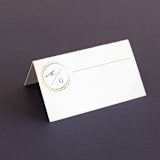 "Monogram Circle Stamp" - Place Cards in Antique White by fatfatin - Blank front