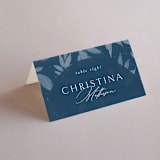 "Linen" - Place Cards in Midnight by Ashley Rosenbaum - Folded with Free Guest Printing