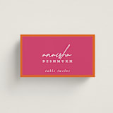 "Varna" - Place Cards in Fuchsia by Pati Cascino - Front with Free Guest Printing