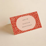 "Japanese Fabric" - Place Cards in Persimmon by Becky Nimoy - Folded with Free Guest Printing