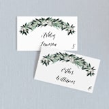 "Wall Flower" - Place Cards in Greenery by Jennifer Postorino - Front with Free Guest Printing