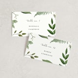 "Hydrangea Frame" - Place Cards in Periwinkle by Susan Moyal - Front with Free Guest Printing