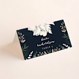"Peonies & Berries" - Place Cards in Winter White by Susan Moyal - Folded with Free Guest Printing