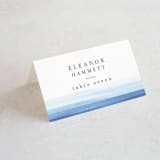 "Watercolour Stripe" - Place Cards in Azure by Bethan - Folded with Free Guest Printing