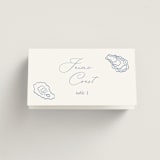 "I found my pearl" - Place Cards in Oyster Blue by Cotton and Bow - Folded with Free Guest Printing