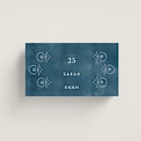 "Kantha Quilt" - Place Cards in Indigo by Nazia Hyder - Front with Free Guest Printing