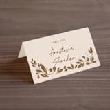 "Painterly Florals" - Place Cards in Scarlet by Vivian Yiwing - Folded with Free Guest Printing