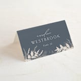 "Winter White Botanicals" - Place Cards in Slate by Erin Deegan - Folded with Free Guest Printing