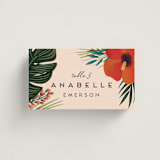 "Tropical Oasis" - Place Cards in Coral by Joanna Griffin - Front with Free Guest Printing