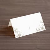 "Floral Ampersand Monogram" - Place Cards in Toffee by Amanda Day - Blank front