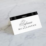 "Wedding Plaid" - Place Cards in Obsidian by Jill Means - Folded with Free Guest Printing