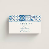 "watercolor tile" - Place Cards in Navy by Anastasia Makarova - Front with Free Guest Printing