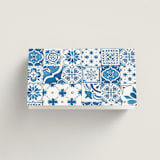 "watercolor tile" - Place Cards in Navy by Anastasia Makarova - Folded Back of Card