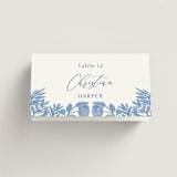 "Porcelain Floral" - Place Cards in Porcelain by Elly - Folded with Free Guest Printing