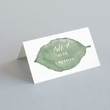 "Painted Leaf" - Place Cards in Leaf by Katharine Watson - Folded with Free Guest Printing