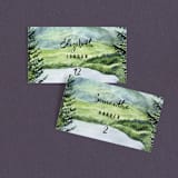 "Into the Woods" - Place Cards in Forest by Elly - Front with Free Guest Printing