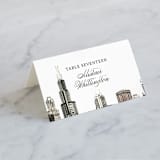 "Windy City" - Place Cards in Antique by Turner de Feria - Folded with Free Guest Printing