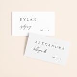 "Stacked date" - Place Cards in Cotton by Amy Kross - Front with Free Guest Printing