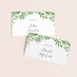 "Leafy ampersand" - Place Cards in Mint Leaf by Jennifer Wick - Front with Free Guest Printing