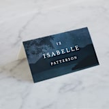 "Coastal Nights" - Place Cards in Midnight by Kelly Schmidt - Folded with Free Guest Printing