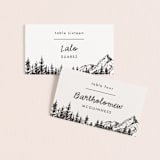 "Mountains" - Place Cards in Ivory by Anastasia Makarova - Front with Free Guest Printing