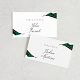 "Mod Palm" - Place Cards in Pearl by Erin Hodges - Front with Free Guest Printing