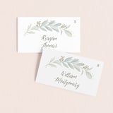 "Modern Wreath" - Place Cards in Sage by Hooray Creative - Front with Free Guest Printing