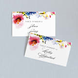 "Technicolor Flora" - Place Cards in Poppy by Angela Marzuki - Front with Free Guest Printing