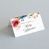 "Technicolor Flora" - Place Cards in Poppy by Angela Marzuki - Folded with Free Guest Printing