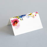 "Technicolor Flora" - Place Cards in Poppy by Angela Marzuki - Blank front