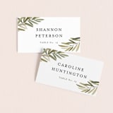 "Olive Branch" - Place Cards in Olive by Wildfield Paper Co - Front with Free Guest Printing