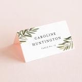 "Olive Branch" - Place Cards in Olive by Wildfield Paper Co - Folded with Free Guest Printing