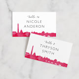 "Skyline - Washington DC" - Place Cards in Magenta by Laura Condouris - Front with Free Guest Printing