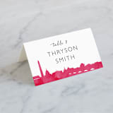 "Skyline - Washington DC" - Place Cards in Magenta by Laura Condouris - Folded with Free Guest Printing