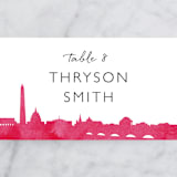 "Skyline - Washington DC" - Place Cards in Magenta by Laura Condouris - Detail