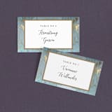 "Something Blue" - Place Cards in Aqua by Benita Crandall - Front with Free Guest Printing