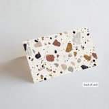 "Terrazzo Frame" - Place Cards in Mustard by Amy Payne - Folded Back of Card