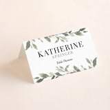 "Watercolor Wreath" - Place Cards in Linen by Katrina Crouch - Folded with Free Guest Printing