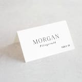 "Namely" - Place Cards in Pearl by Hooray Creative - Folded with Free Guest Printing