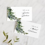 "Side Swept" - Place Cards in Navy by Susan Moyal - Front with Free Guest Printing