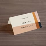 "Color Block" - Place Cards in Peach by Morgan Kendall - Folded with Free Guest Printing