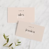 "Loved" - Place Cards in Champagne by Angela Garrick - Front with Free Guest Printing