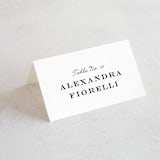 "Library Square" - Place Cards in Charcoal by Meagan Christensen - Folded with Free Guest Printing